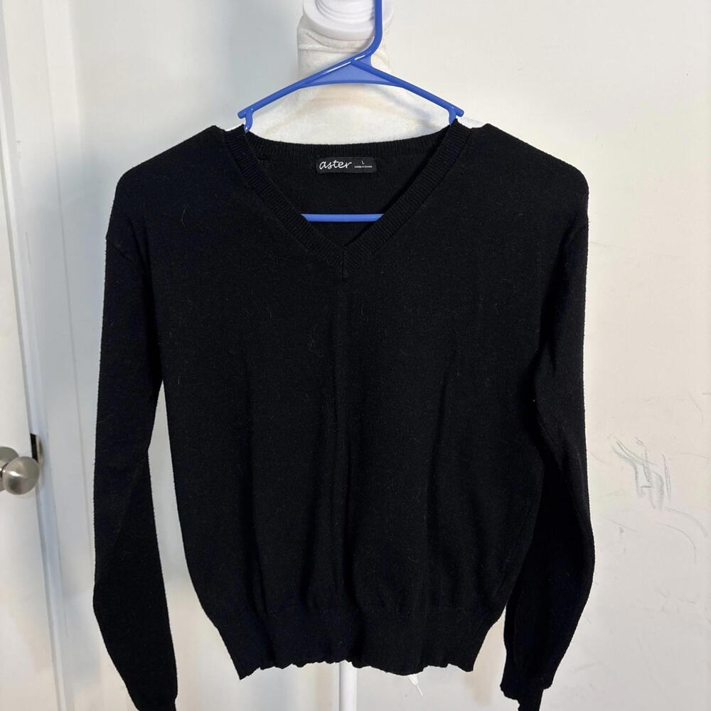 Aster Large Vneck Sweater Black‎ Soft